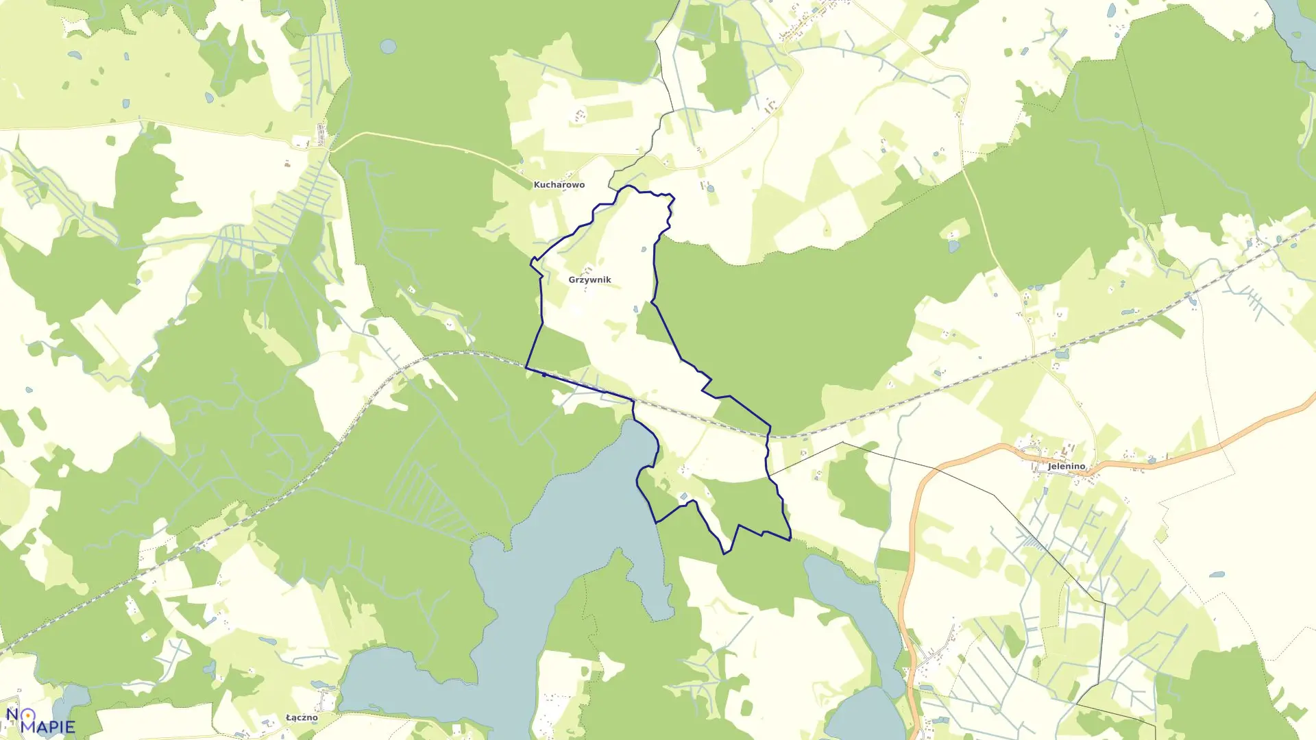 Mapa obrębu Grzywnik w gminie Borne Sulinowo