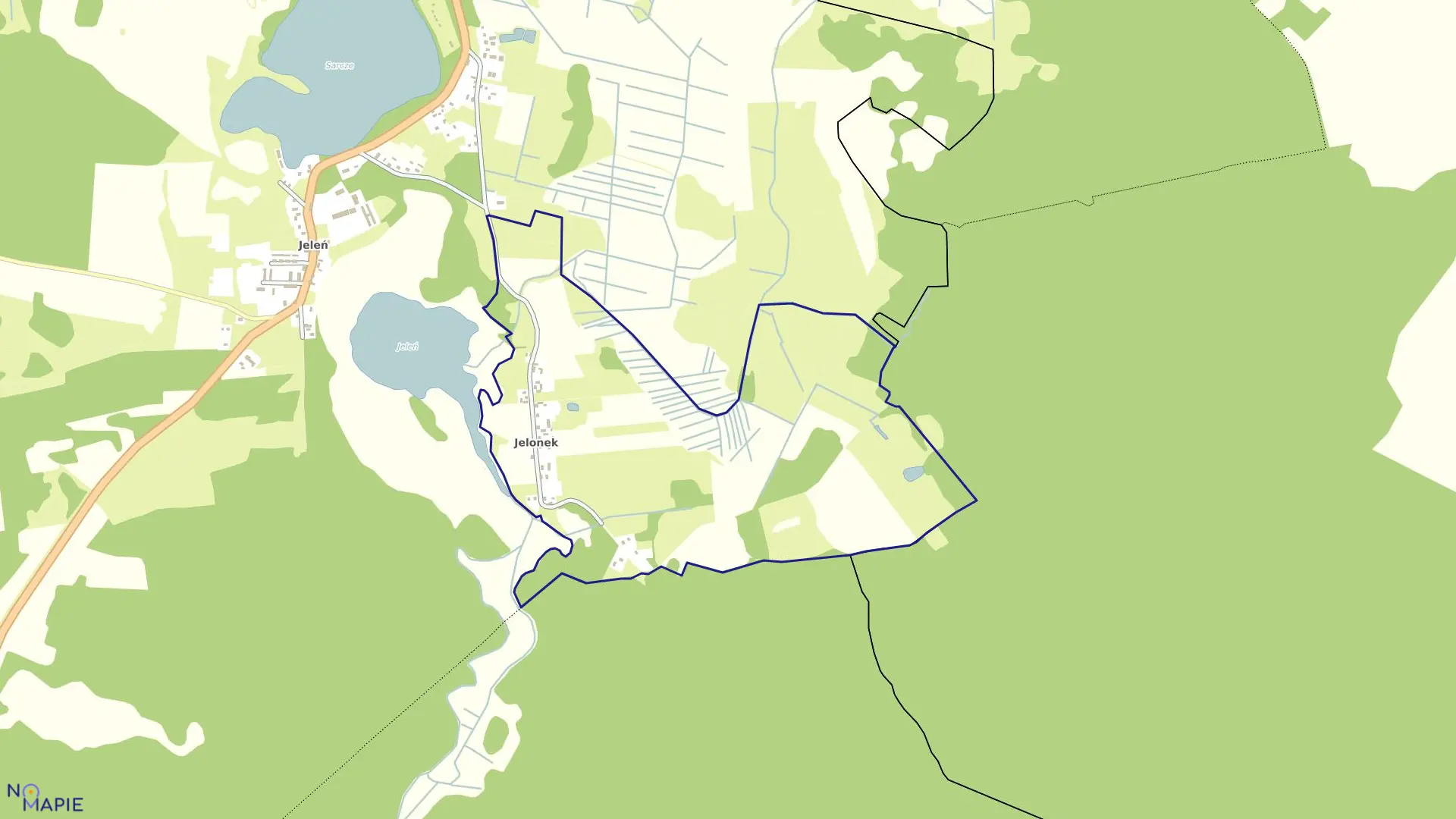 Mapa obrębu Jelonek w gminie Borne Sulinowo